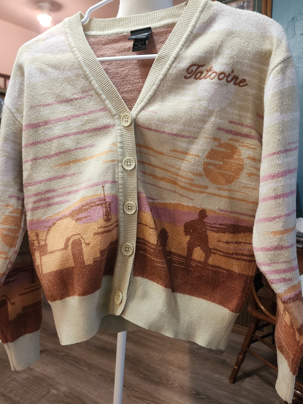 Star Wars Tatooine Scenic Button-Front Women's Cardigan - Cream, Brown & Pink XS